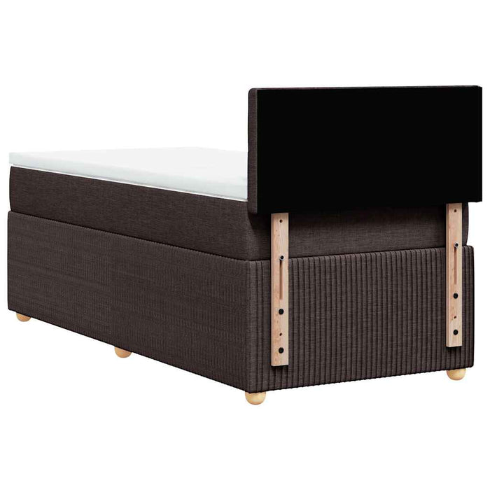 Pat box spring cu saltea, maro închis, 90x190 cm, textil WALTI