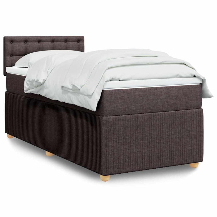Pat box spring cu saltea, maro închis, 90x190 cm, textil WALTI