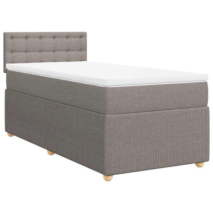 Pat box spring cu saltea, gri taupe, 90x190 cm, textil WALTI
