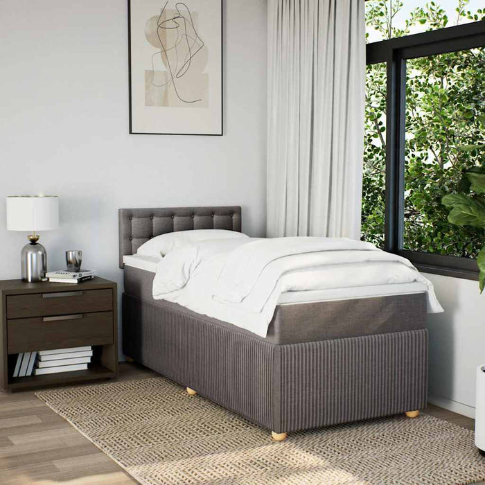 Pat box spring cu saltea, gri taupe, 90x190 cm, textil WALTI