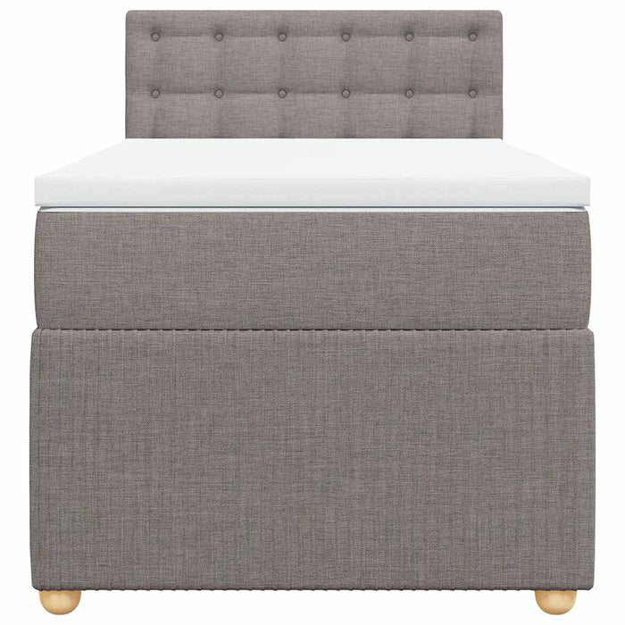 Pat box spring cu saltea, gri taupe, 90x190 cm, textil WALTI