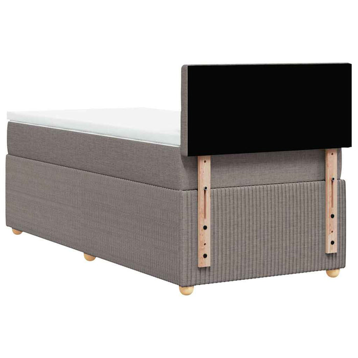 Pat box spring cu saltea, gri taupe, 90x190 cm, textil WALTI