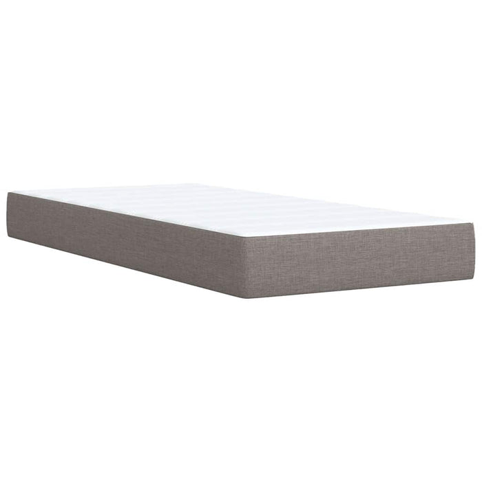Pat box spring cu saltea, gri taupe, 90x190 cm, textil WALTI