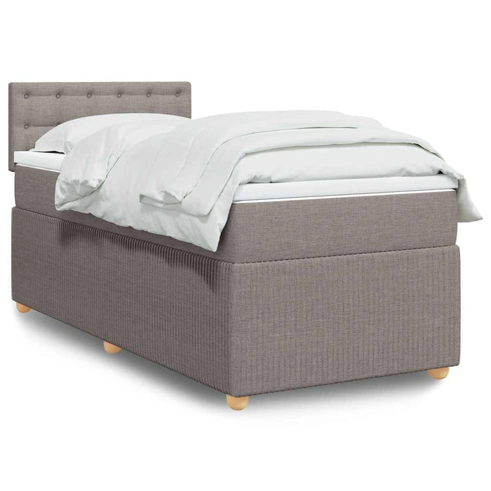 Pat box spring cu saltea, gri taupe, 90x190 cm, textil WALTI