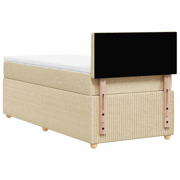 Pat box spring cu saltea, crem, 90x190 cm, textil - WALTI WALTI