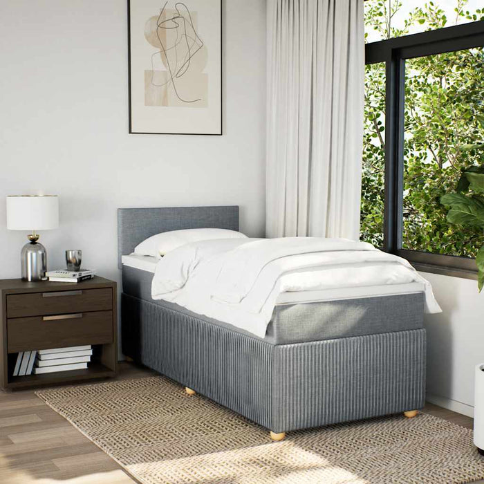 Pat box spring cu saltea, gri deschis, 90x200 cm, textil - WALTI WALTI