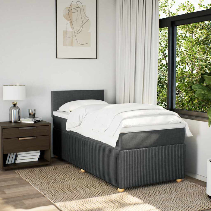 Pat box spring cu saltea, gri închis, 90x200 cm, textil - WALTI WALTI
