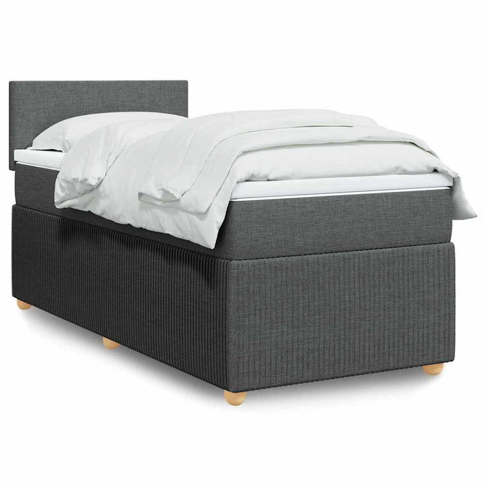 Pat box spring cu saltea, gri închis, 90x200 cm, textil - WALTI WALTI
