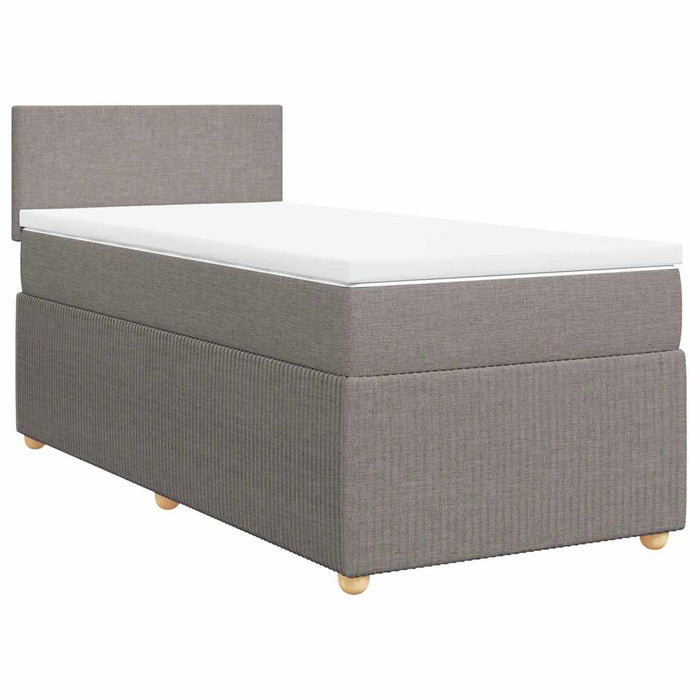 Pat box spring cu saltea, gri taupe, 90x200 cm, textil - WALTI WALTI
