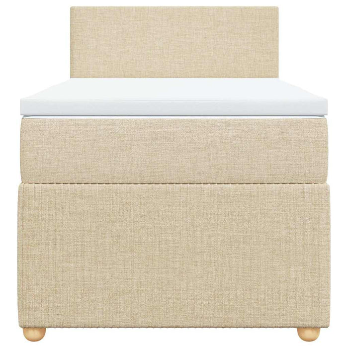 Pat box spring cu saltea, crem, 90x200 cm, textil - WALTI WALTI
