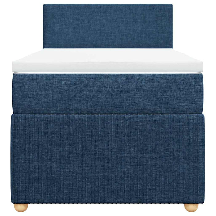 Pat box spring cu saltea, albastru, 90x200 cm, textil - WALTI WALTI