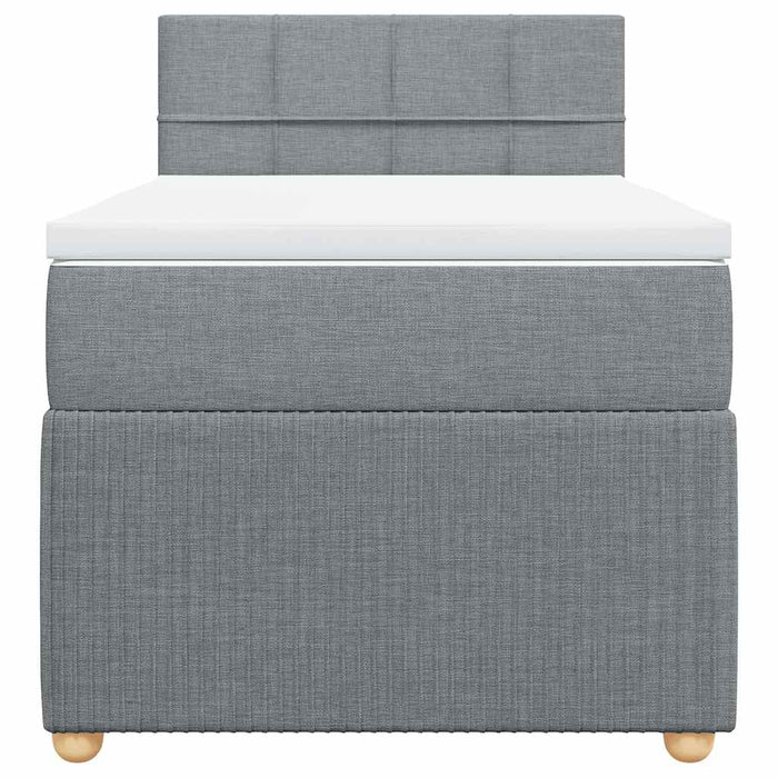 Pat box spring cu saltea, gri deschis, 90x200 cm, textil - WALTI WALTI