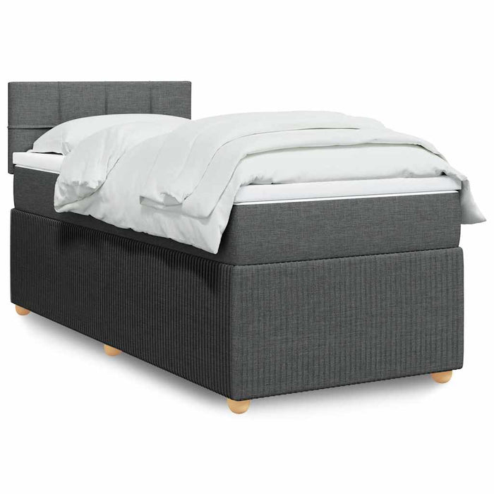 Pat box spring cu saltea, gri închis, 90x200 cm, textil - WALTI WALTI