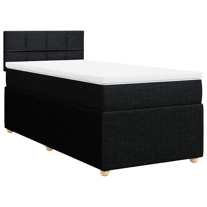 Pat box spring cu saltea, negru, 90x200 cm, textil - WALTI WALTI