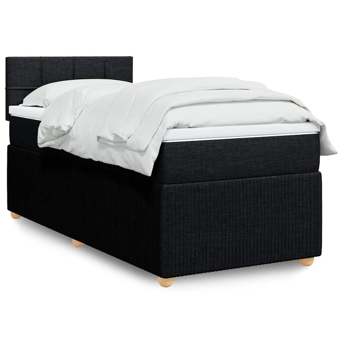 Pat box spring cu saltea, negru, 90x200 cm, textil - WALTI WALTI