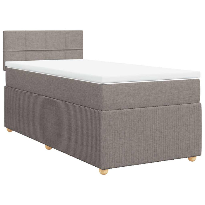 Pat box spring cu saltea, gri taupe, 90x200 cm, textil - WALTI WALTI