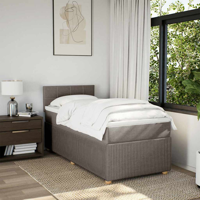 Pat box spring cu saltea, gri taupe, 90x200 cm, textil - WALTI WALTI