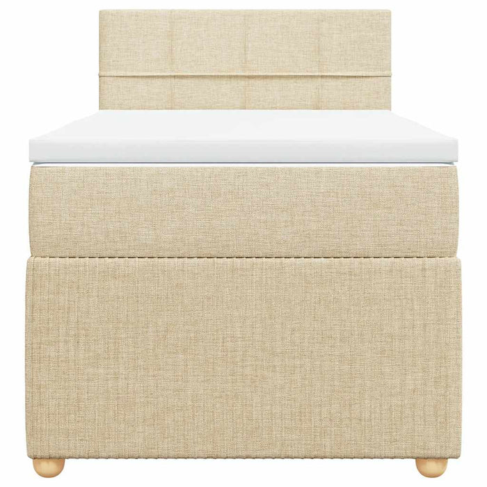 Pat box spring cu saltea, crem, 90x200 cm, textil WALTI