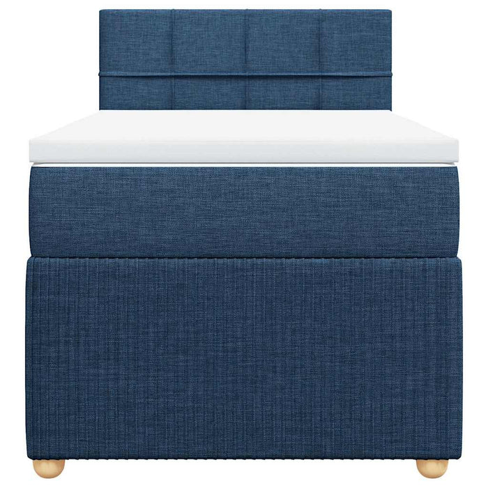 Pat box spring cu saltea, albastru, 90x200 cm, textil - WALTI WALTI