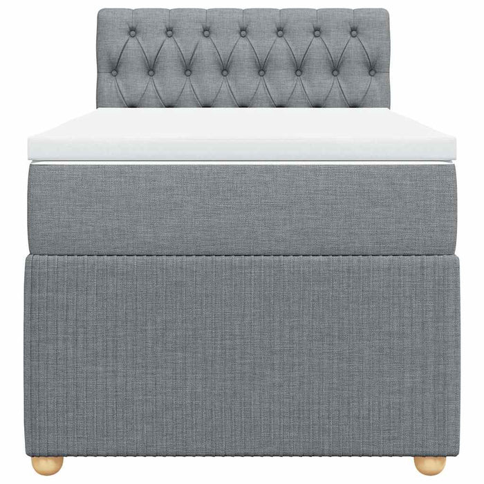 Pat box spring cu saltea, gri deschis, 90x200 cm, textil - WALTI WALTI
