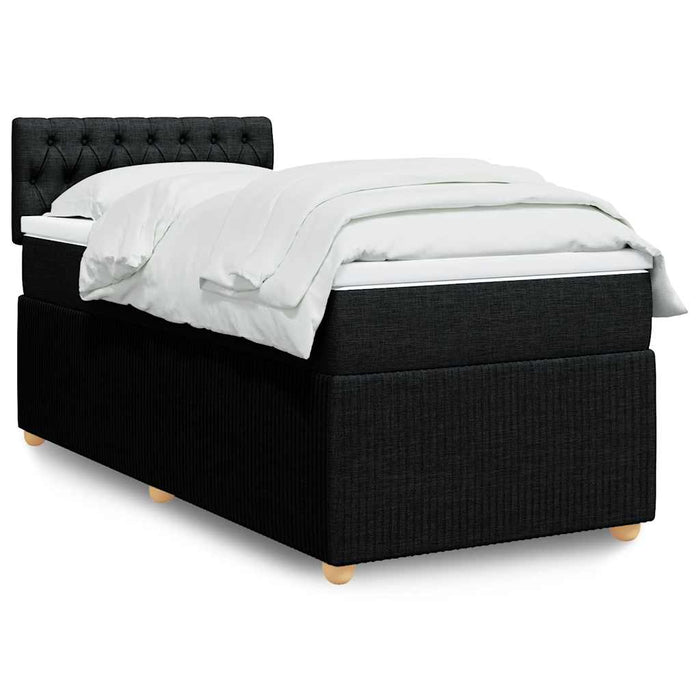 Pat box spring cu saltea, negru, 90x200 cm, textil - WALTI WALTI