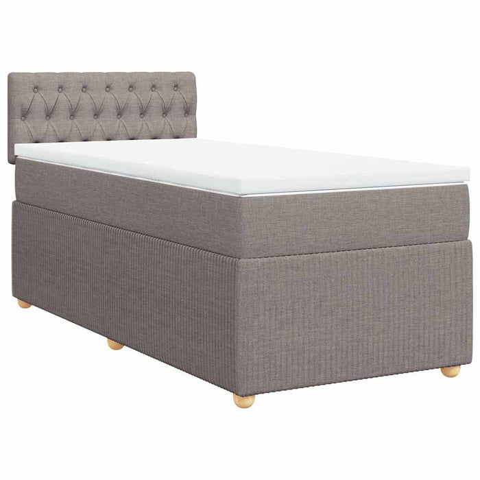 Pat box spring cu saltea, gri taupe, 90x200 cm, textil - WALTI WALTI