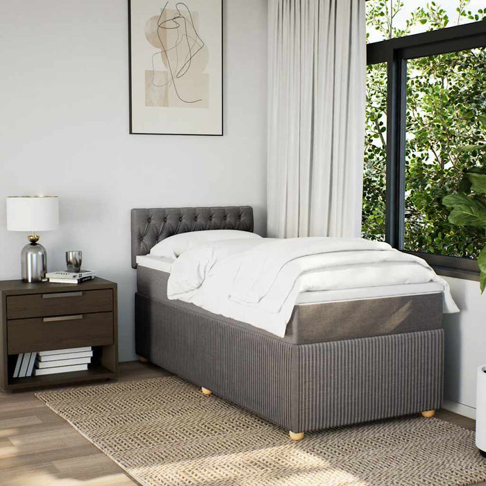 Pat box spring cu saltea, gri taupe, 90x200 cm, textil - WALTI WALTI