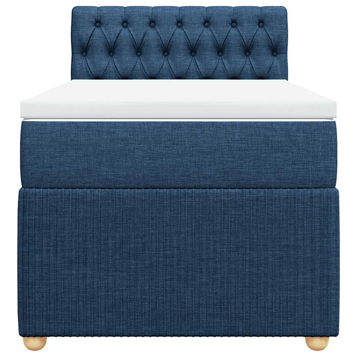 Pat box spring cu saltea, albastru, 90x200 cm, textil - WALTI WALTI