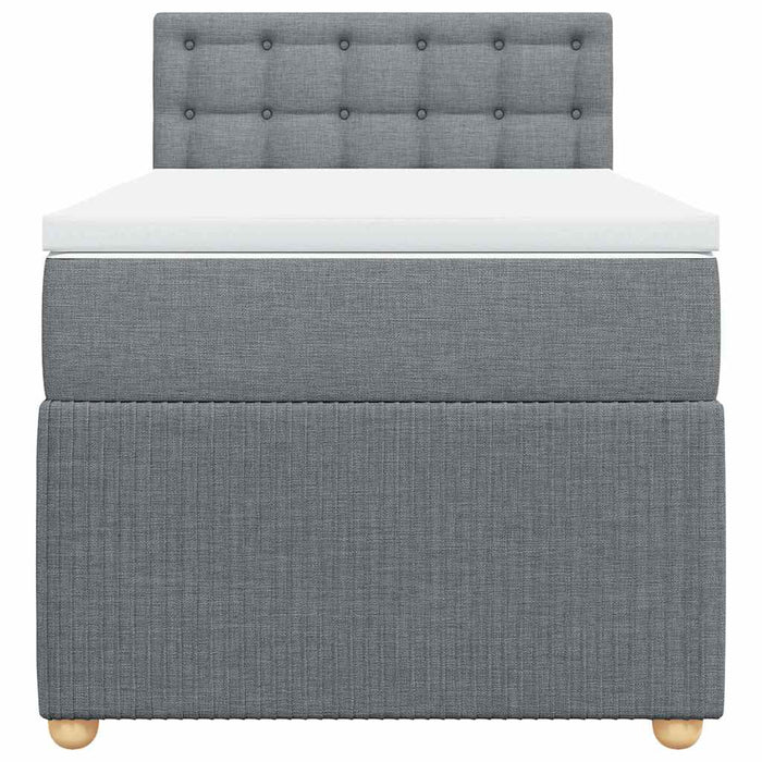 Pat box spring cu saltea, gri deschis, 90x200 cm, textil - WALTI WALTI