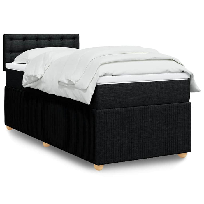 Pat box spring cu saltea, negru, 90x200 cm, textil - WALTI WALTI