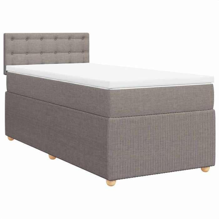 Pat box spring cu saltea, gri taupe, 90x200 cm, textil - WALTI WALTI