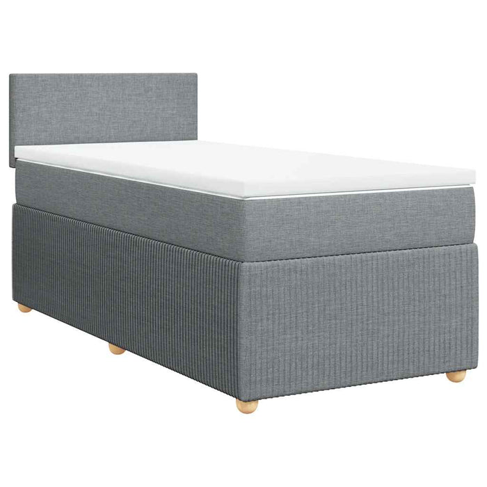 Pat box spring cu saltea, gri deschis, 100x200 cm, textil - WALTI WALTI