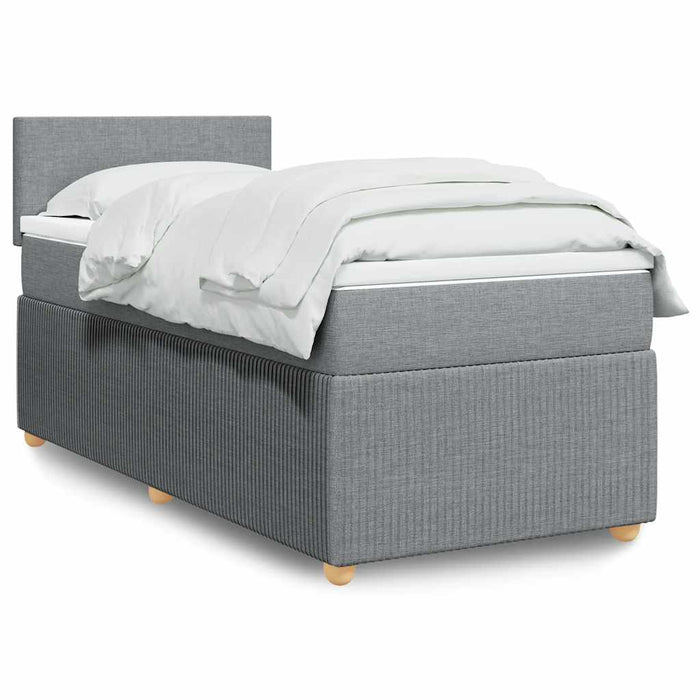 Pat box spring cu saltea, gri deschis, 100x200 cm, textil - WALTI WALTI