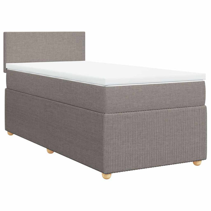 Pat box spring cu saltea, gri taupe, 100x200 cm, textil - WALTI WALTI