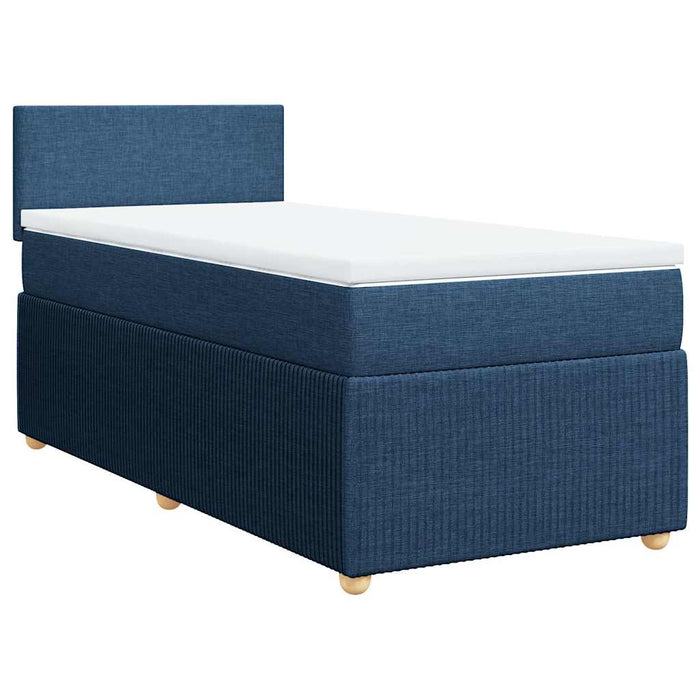 Pat box spring cu saltea, albastru, 100x200 cm, textil - WALTI WALTI