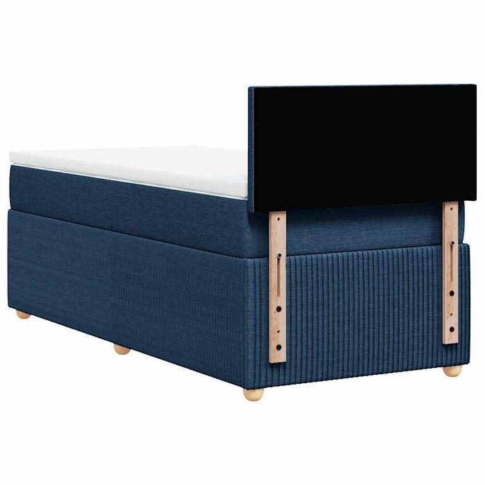 Pat box spring cu saltea, albastru, 100x200 cm, textil - WALTI WALTI