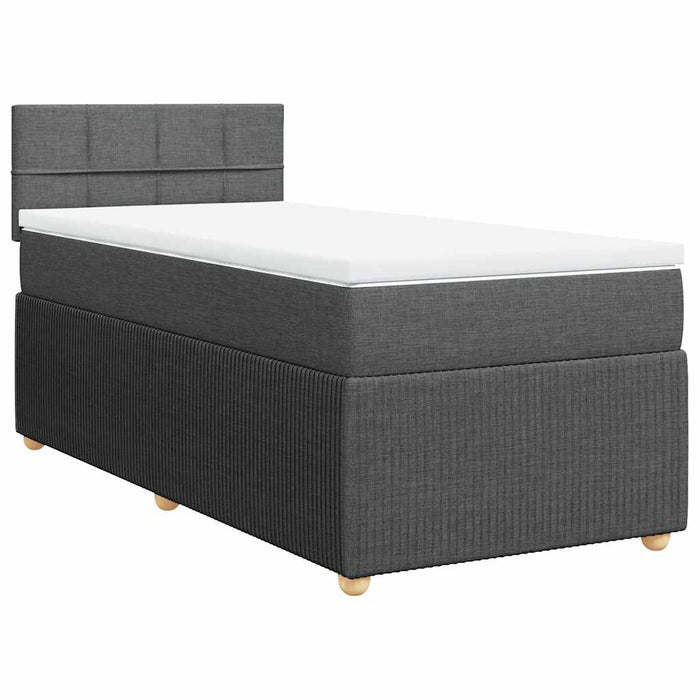 Pat box spring cu saltea, gri închis, 100x200 cm, textil - WALTI WALTI