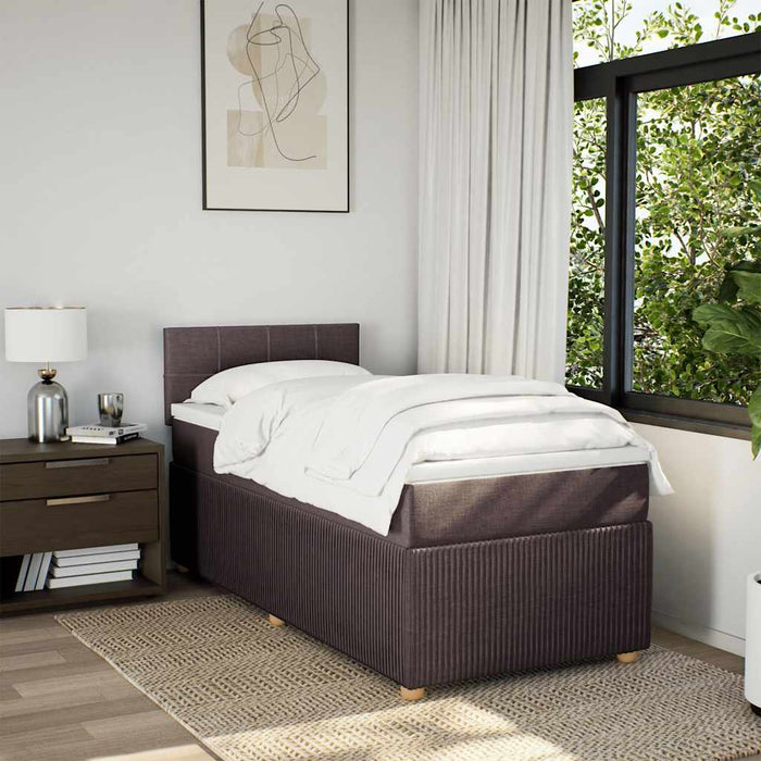 Pat box spring cu saltea, maro închis, 100x200 cm, textil - WALTI WALTI
