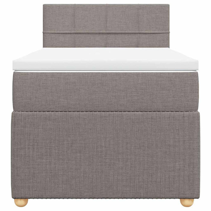 Pat box spring cu saltea, gri taupe, 100x200 cm, textil - WALTI WALTI