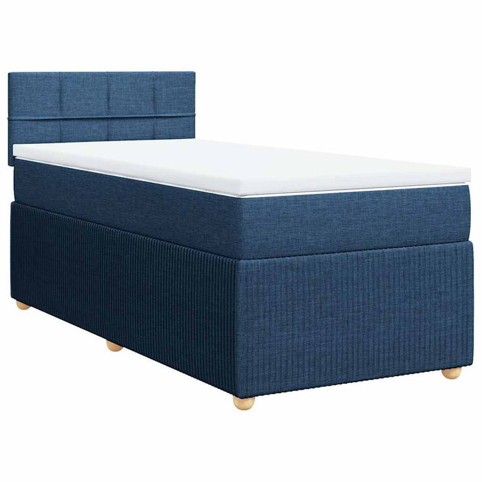 Pat box spring cu saltea, albastru, 100x200 cm, textil - WALTI WALTI