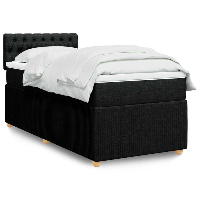 Pat box spring cu saltea, negru, 100x200 cm, textil - WALTI WALTI