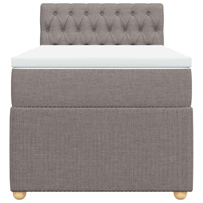 Pat box spring cu saltea, gri taupe, 100x200 cm, textil WALTI