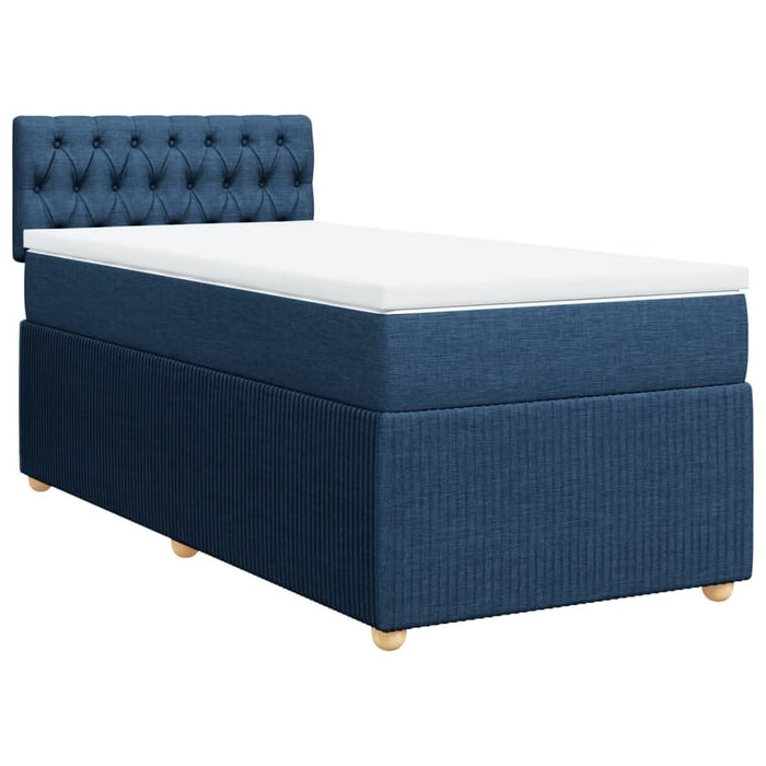 Pat box spring cu saltea, albastru, 100x200 cm, textil - WALTI WALTI
