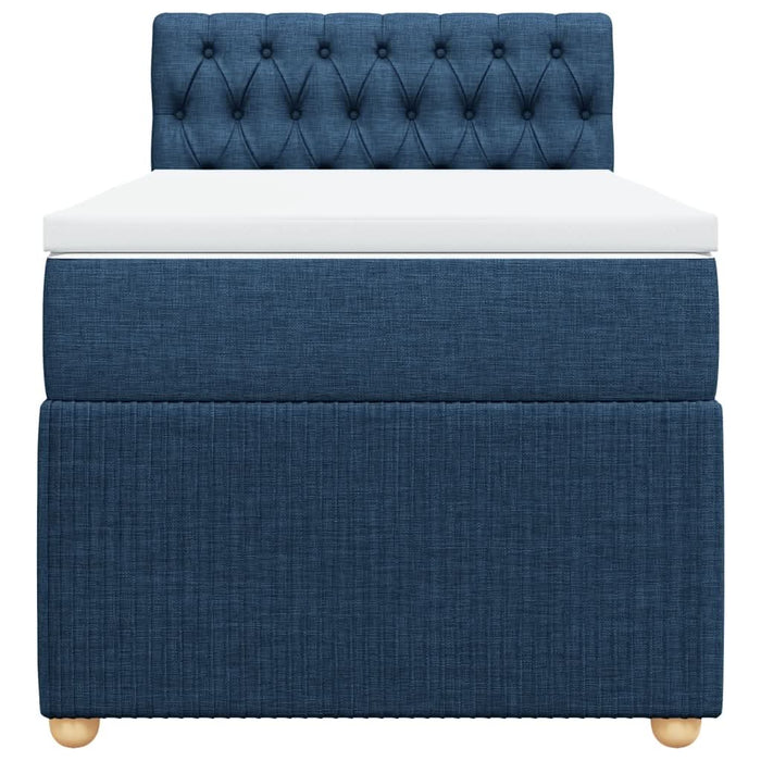 Pat box spring cu saltea, albastru, 100x200 cm, textil - WALTI WALTI
