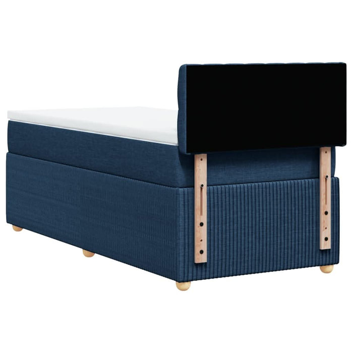 Pat box spring cu saltea, albastru, 100x200 cm, textil - WALTI WALTI