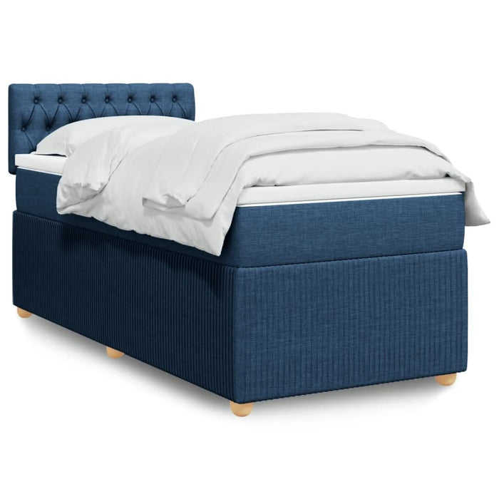 Pat box spring cu saltea, albastru, 100x200 cm, textil - WALTI WALTI
