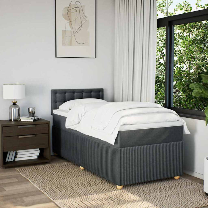 Pat box spring cu saltea, gri închis, 100x200 cm, textil - WALTI WALTI