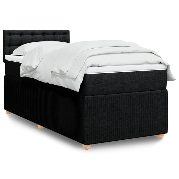 Pat box spring cu saltea, negru, 100x200 cm, textil - WALTI WALTI
