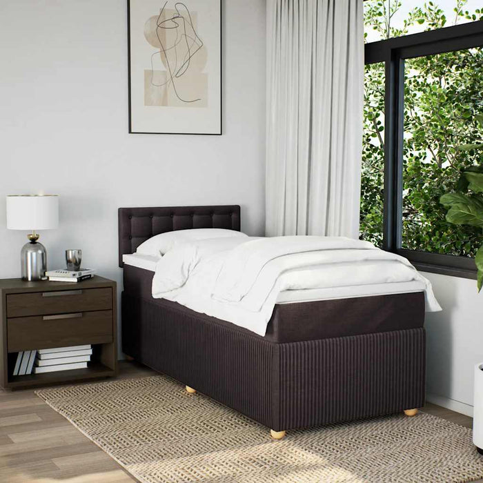 Pat box spring cu saltea, maro închis, 100x200 cm, textil - WALTI WALTI