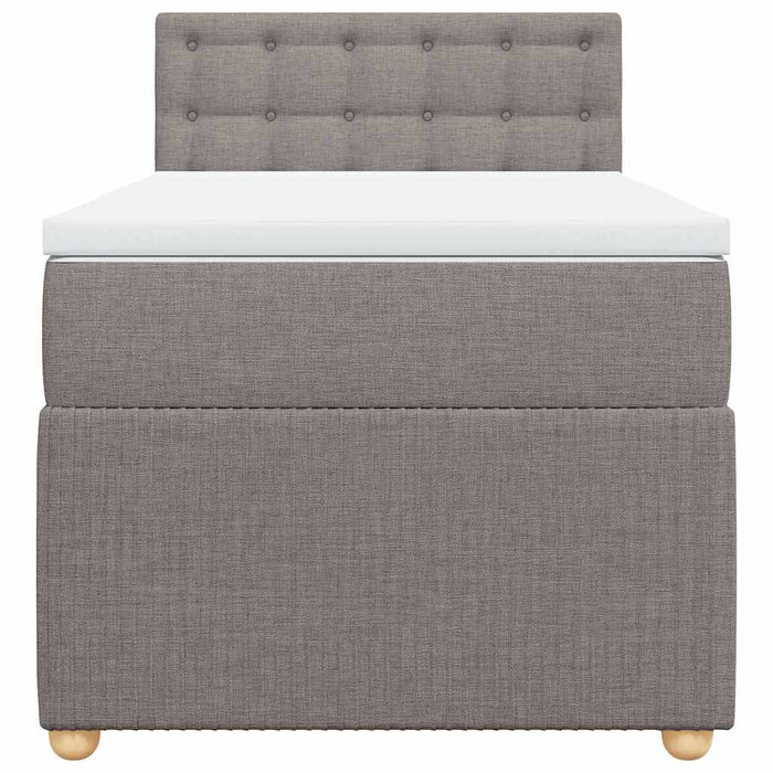 Pat box spring cu saltea, gri taupe, 100x200 cm, textil - WALTI WALTI